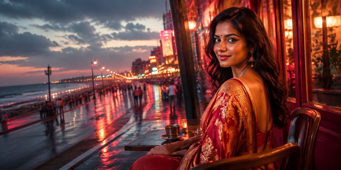 A joyful VIP player receiving exclusive rewards at Chennai Marina Beach